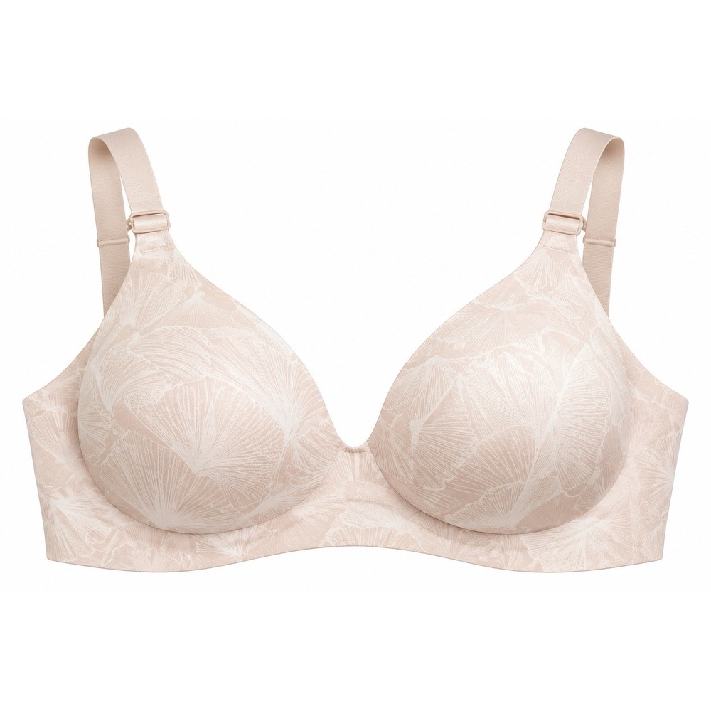 Evelyn & Bobbie Beyond Bra Champagne Ginkgo Floral Wireless NWT Small